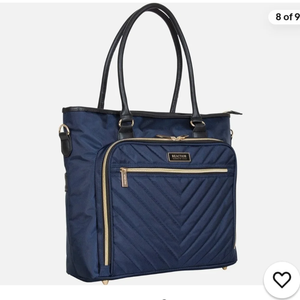 Kenneth Cole Reaction Navy Quilted Chevron Tote - Picture 7 of 10